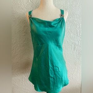 White House Black Market Silk Turquoise Teal Cowl Neck Tank Top Blouse